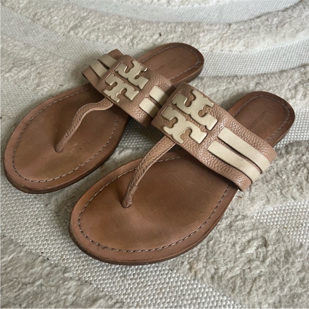 Tory Burch Brown and Cream Sandals